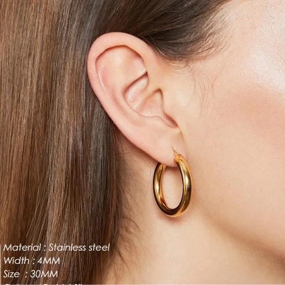 Set of 3 Pairs 18K Gold Plated Hoop Earrings - Picture 5 of 9